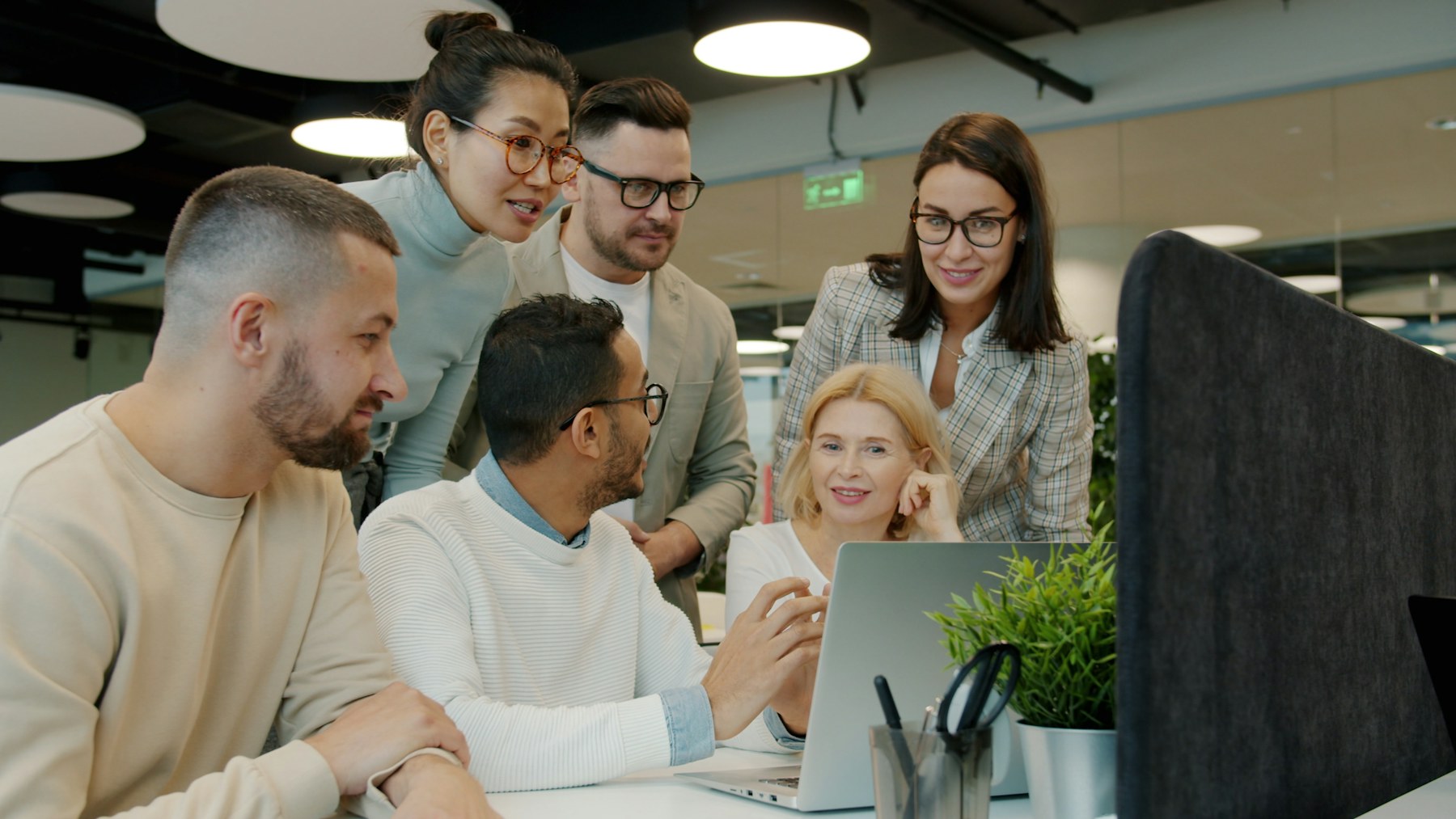 A consulting team working together